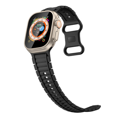 For Apple Watch 46mm / 49mm / 45mm / 44mm Crawler Splayed 8-shaped Buckle Silicone Watch Band(Black) by bashfashion