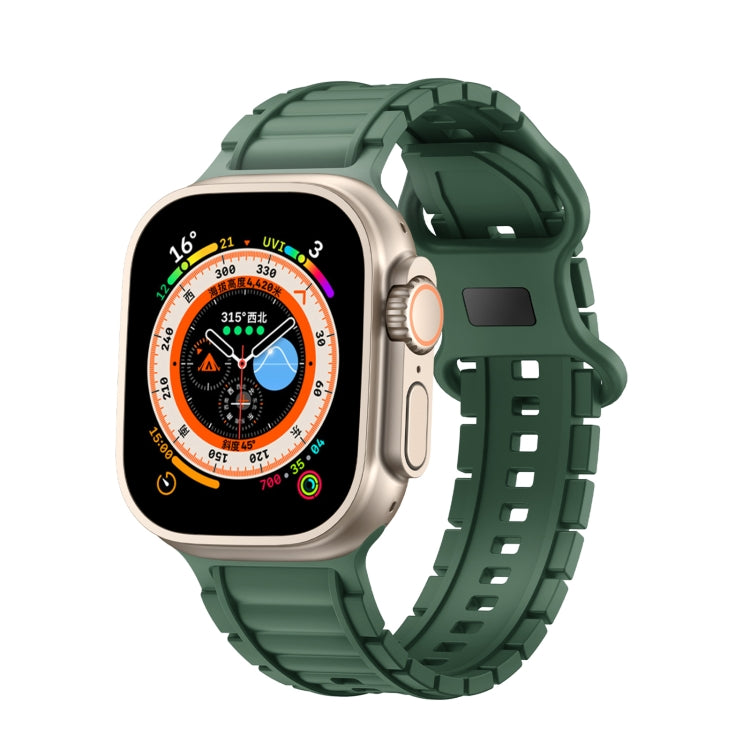 For Apple Watch 46mm / 49mm / 45mm / 44mm Crawler Splayed 8-shaped Buckle Silicone Watch Band(Army Green) by bashfashion