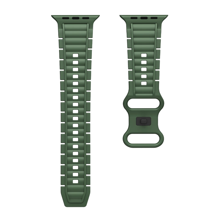For Apple Watch 46mm / 49mm / 45mm / 44mm Crawler Splayed 8-shaped Buckle Silicone Watch Band(Army Green) by bashfashion