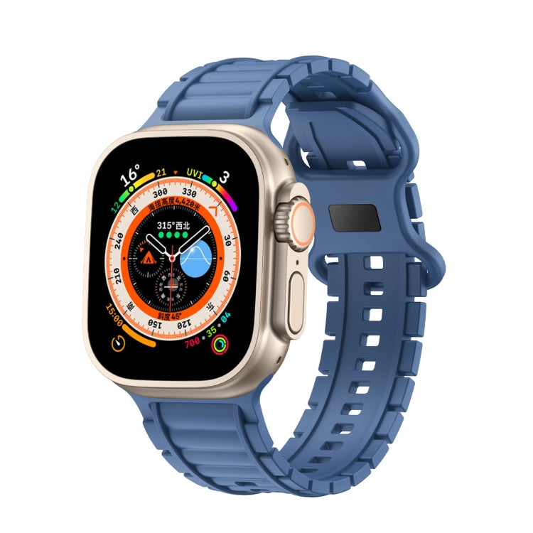 For Apple Watch 46mm / 49mm / 45mm / 44mm Crawler Splayed 8-shaped Buckle Silicone Watch Band(Light Blue) by bashfashion