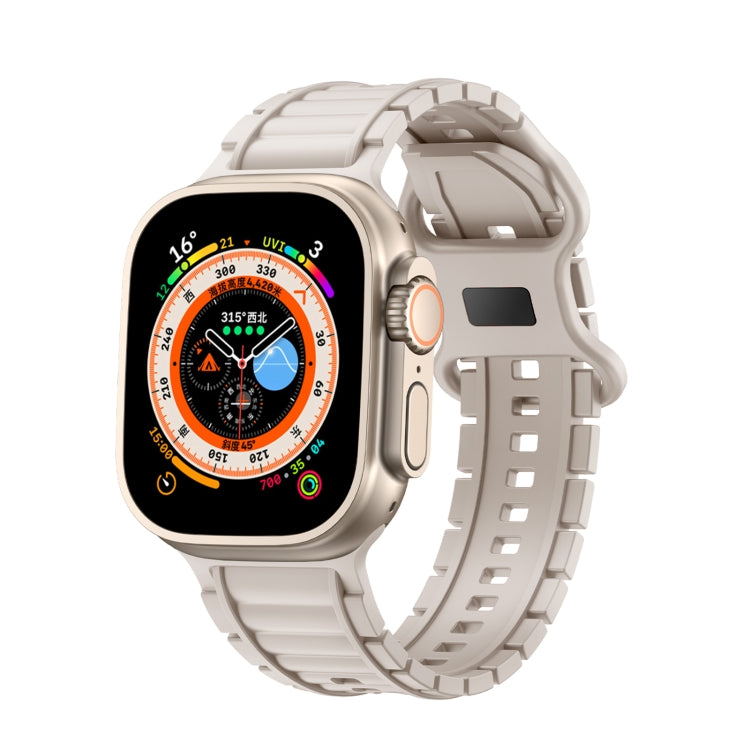 For Apple Watch 46mm / 49mm / 45mm / 44mm Crawler Splayed 8-shaped Buckle Silicone Watch Band(Starlight) by bashfashion