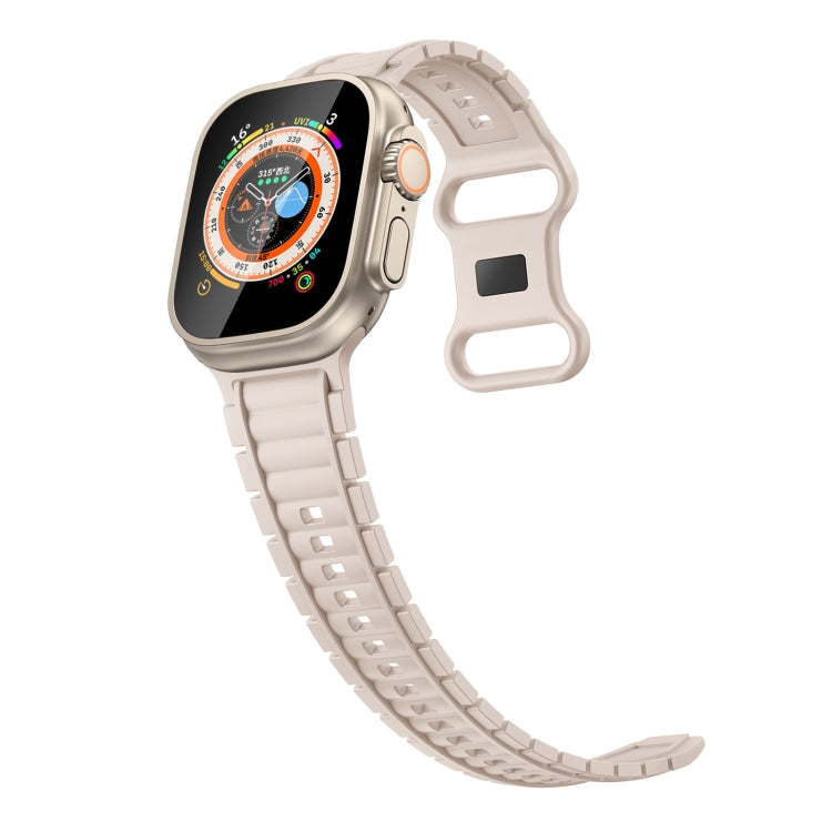 For Apple Watch 46mm / 49mm / 45mm / 44mm Crawler Splayed 8-shaped Buckle Silicone Watch Band(Starlight) by bashfashion