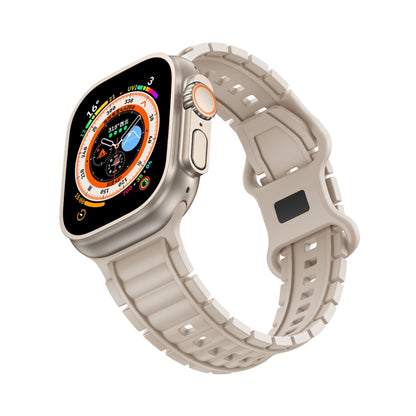 For Apple Watch 46mm / 49mm / 45mm / 44mm Crawler Splayed 8-shaped Buckle Silicone Watch Band(Starlight) by bashfashion
