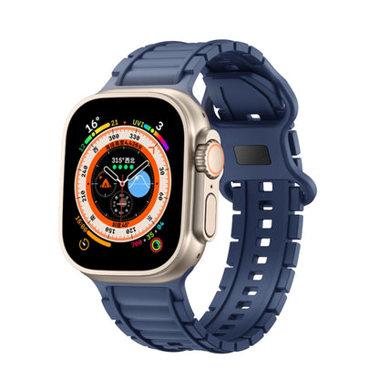 For Apple Watch 46mm / 49mm / 45mm / 44mm Crawler Splayed 8-shaped Buckle Silicone Watch Band(Blue) by bashfashion