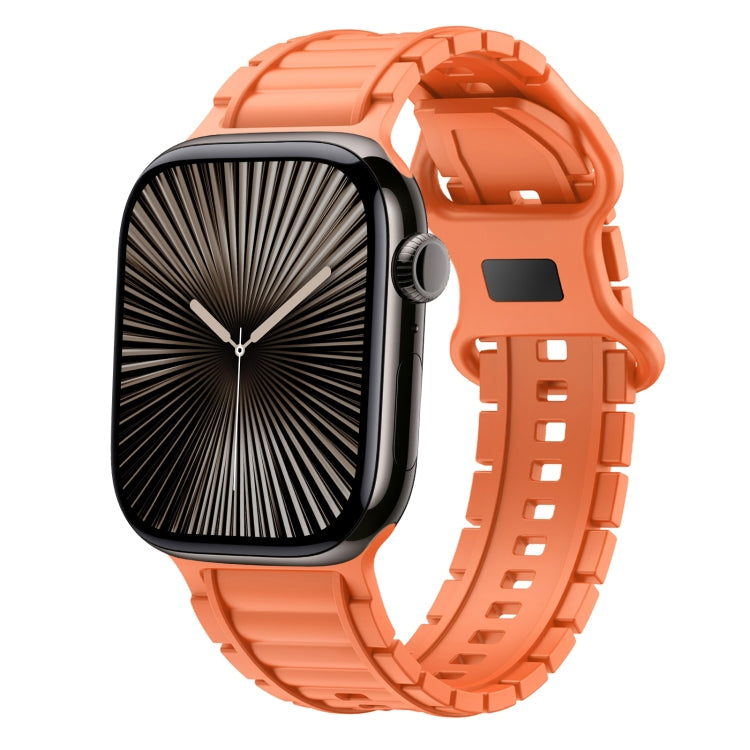 For Apple Watch 42mm / 41mm / 40mm / 38mm Crawler Splayed 8-shaped Buckle Silicone Watch Band(Orange) by bashfashion