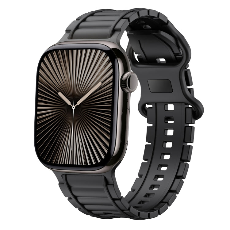 For Apple Watch 42mm / 41mm / 40mm / 38mm Crawler Splayed 8-shaped Buckle Silicone Watch Band(Black) by bashfashion