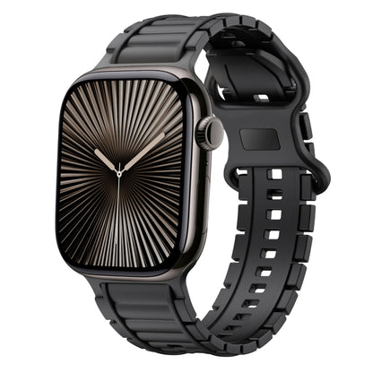 For Apple Watch 42mm / 41mm / 40mm / 38mm Crawler Splayed 8-shaped Buckle Silicone Watch Band(Black) by bashfashion