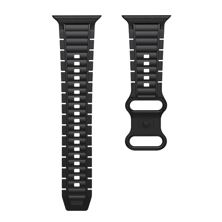 For Apple Watch 42mm / 41mm / 40mm / 38mm Crawler Splayed 8-shaped Buckle Silicone Watch Band(Black) by bashfashion