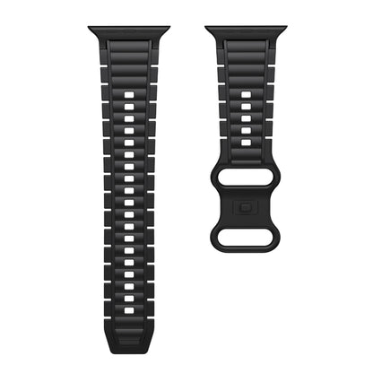 For Apple Watch 42mm / 41mm / 40mm / 38mm Crawler Splayed 8-shaped Buckle Silicone Watch Band(Black) by bashfashion