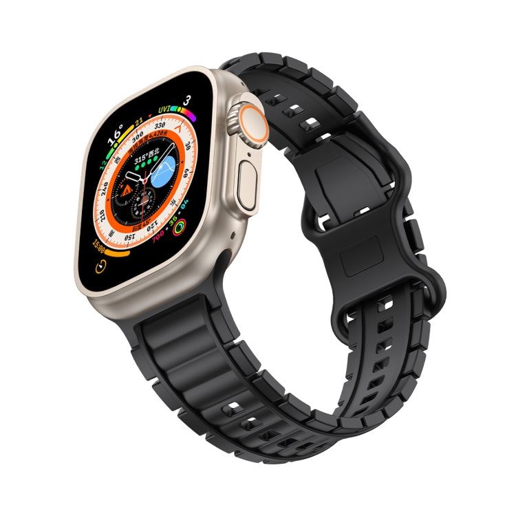 For Apple Watch 42mm / 41mm / 40mm / 38mm Crawler Splayed 8-shaped Buckle Silicone Watch Band(Black) by bashfashion