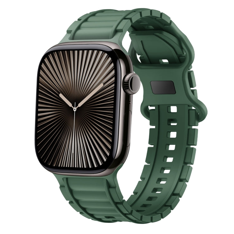For Apple Watch 42mm / 41mm / 40mm / 38mm Crawler Splayed 8-shaped Buckle Silicone Watch Band(Army Green) by bashfashion