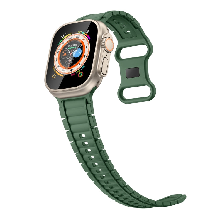 For Apple Watch 42mm / 41mm / 40mm / 38mm Crawler Splayed 8-shaped Buckle Silicone Watch Band(Army Green) by bashfashion