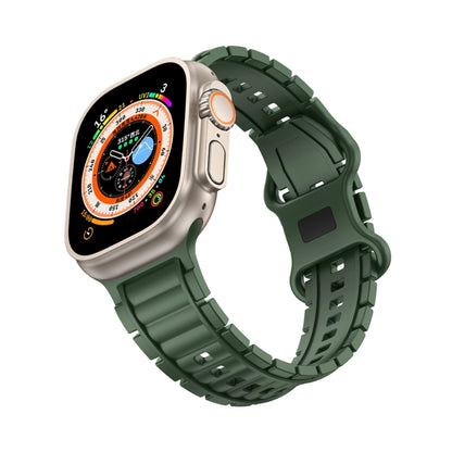For Apple Watch 42mm / 41mm / 40mm / 38mm Crawler Splayed 8-shaped Buckle Silicone Watch Band(Army Green) by bashfashion