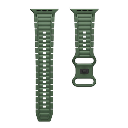 For Apple Watch 42mm / 41mm / 40mm / 38mm Crawler Splayed 8-shaped Buckle Silicone Watch Band(Army Green) by bashfashion