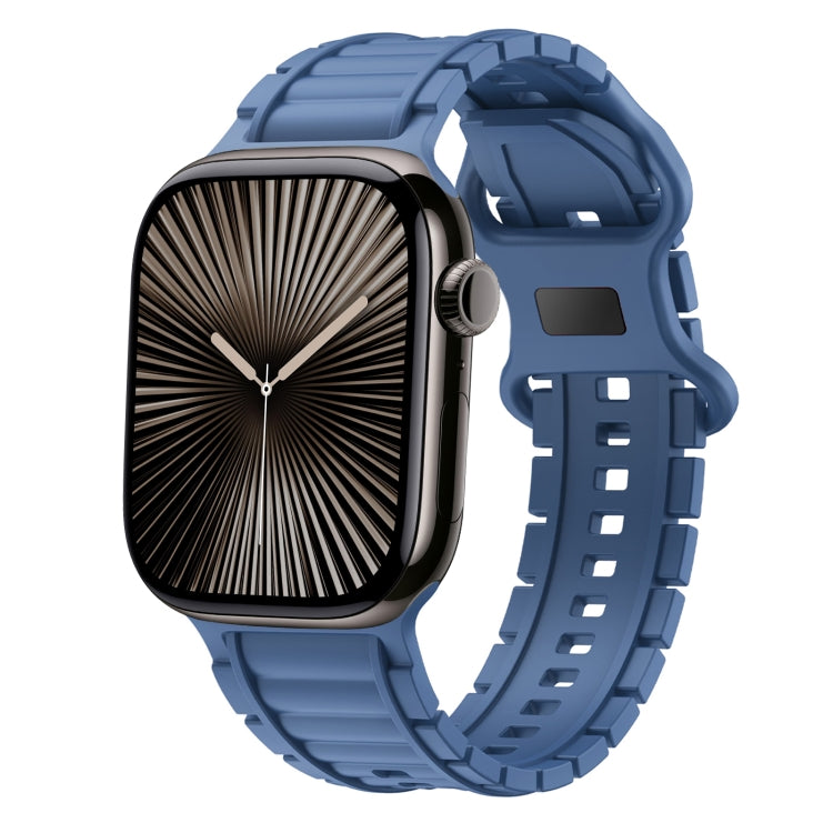 For Apple Watch 42mm / 41mm / 40mm / 38mm Crawler Splayed 8-shaped Buckle Silicone Watch Band(Light Blue) by bashfashion