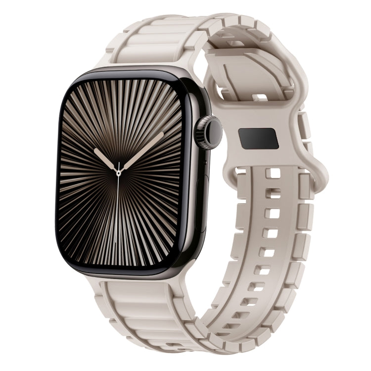 For Apple Watch 42mm / 41mm / 40mm / 38mm Crawler Splayed 8-shaped Buckle Silicone Watch Band(Starlight) by bashfashion