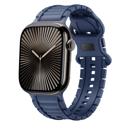 For Apple Watch 42mm / 41mm / 40mm / 38mm Crawler Splayed 8-shaped Buckle Silicone Watch Band(Blue) by bashfashion