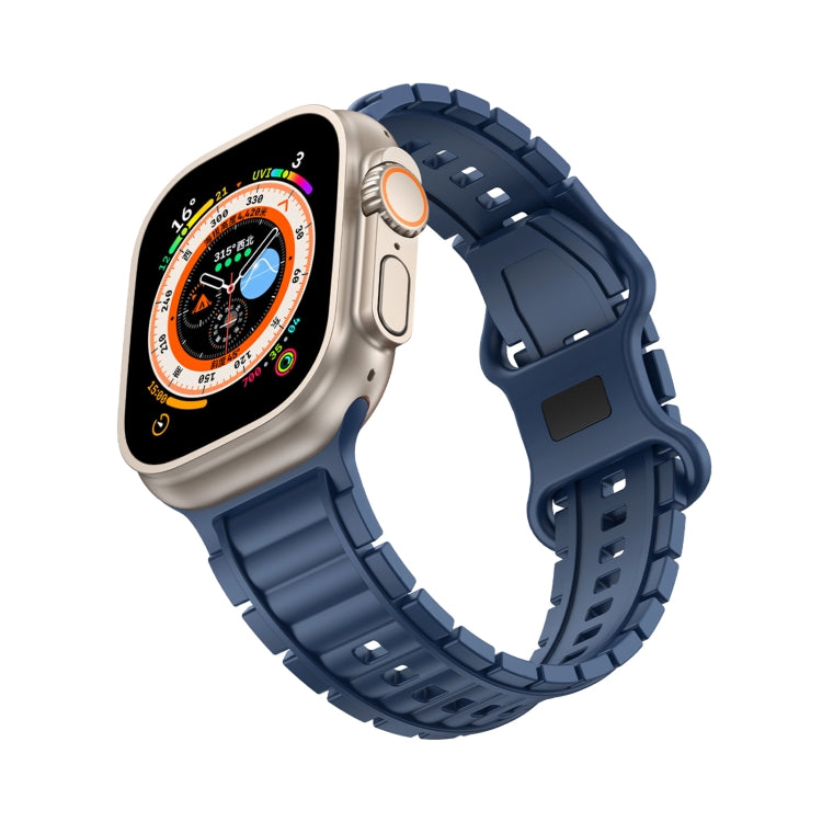 For Apple Watch 42mm / 41mm / 40mm / 38mm Crawler Splayed 8-shaped Buckle Silicone Watch Band(Blue) by bashfashion