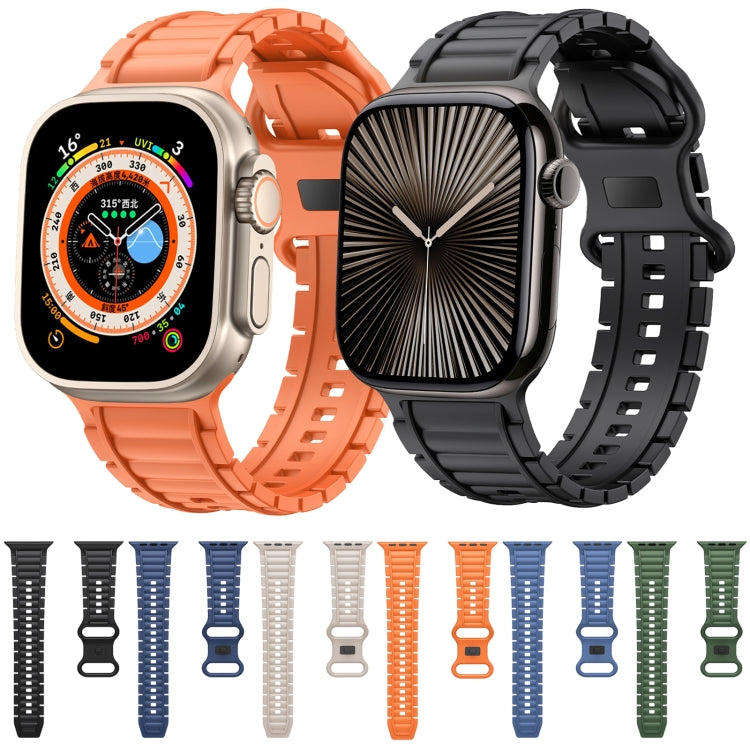 For Apple Watch 42mm / 41mm / 40mm / 38mm Crawler Splayed 8-shaped Buckle Silicone Watch Band(Black) by bashfashion