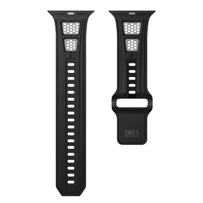 For Apple Watch 46mm / 49mm / 45mm / 44mm Dual Color Mesh Reverse Buckle Silicone Watch Band(Black Gray) by bashfashion