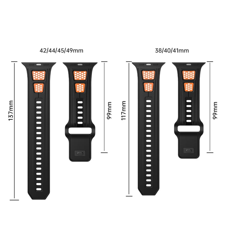 For Apple Watch 46mm / 49mm / 45mm / 44mm Dual Color Mesh Reverse Buckle Silicone Watch Band(Black Green) by bashfashion