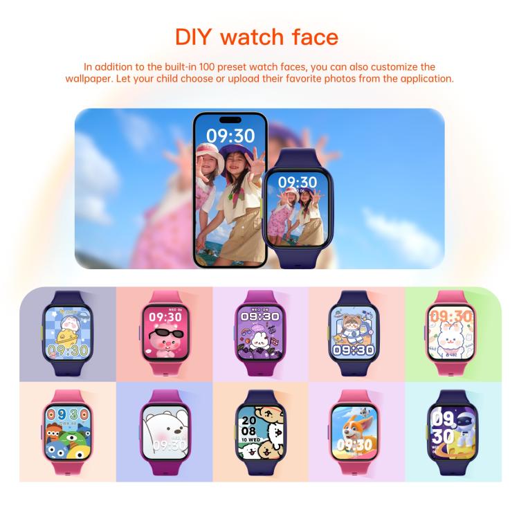 Wish 6 1.69 inch TFT Color Screen IP68 Waterproof Children Companion Smart Watch(Purple) by bashfashion