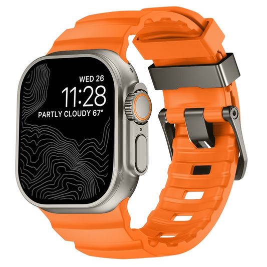 For Apple Watch 46mm / 49mm / 45mm / 44mm Wild Path Grey Buckle Thickened Silicone Watch Band(Orange) by bashfashion
