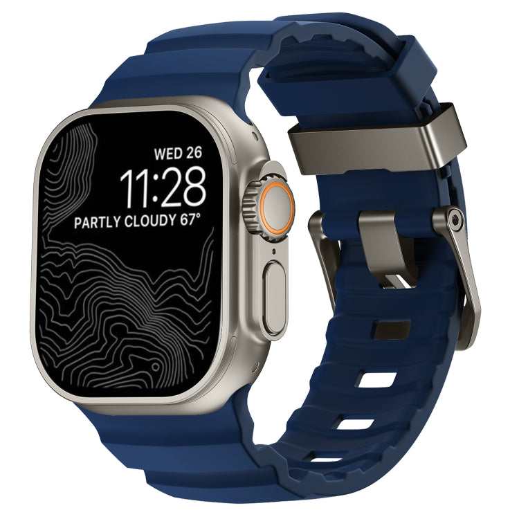 For Apple Watch 46mm / 49mm / 45mm / 44mm Wild Path Grey Buckle Thickened Silicone Watch Band(Atlantic Blue) by bashfashion
