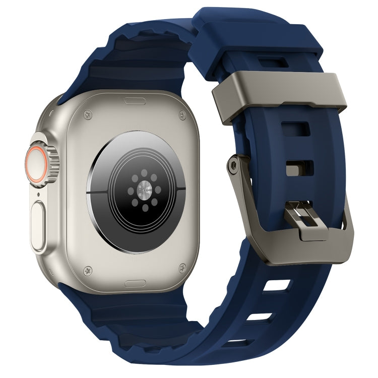 For Apple Watch 46mm / 49mm / 45mm / 44mm Wild Path Grey Buckle Thickened Silicone Watch Band(Atlantic Blue) by bashfashion