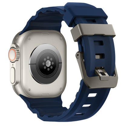 For Apple Watch 46mm / 49mm / 45mm / 44mm Wild Path Grey Buckle Thickened Silicone Watch Band(Atlantic Blue) by bashfashion