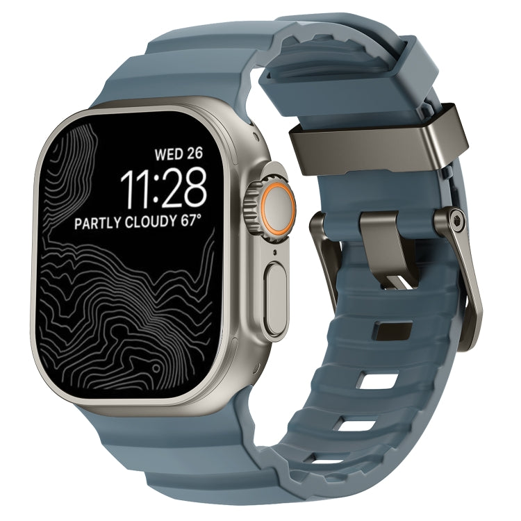 For Apple Watch 46mm / 49mm / 45mm / 44mm Wild Path Grey Buckle Thickened Silicone Watch Band(Ocean Blue) by bashfashion