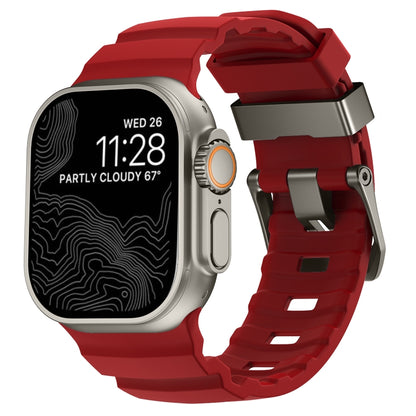 For Apple Watch 46mm / 49mm / 45mm / 44mm Wild Path Grey Buckle Thickened Silicone Watch Band(Red) by bashfashion