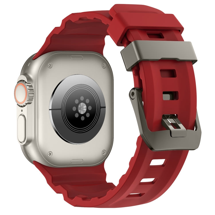 For Apple Watch 46mm / 49mm / 45mm / 44mm Wild Path Grey Buckle Thickened Silicone Watch Band(Red) by bashfashion