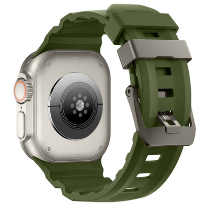 For Apple Watch 46mm / 49mm / 45mm / 44mm Wild Path Grey Buckle Thickened Silicone Watch Band(Army Green) by bashfashion