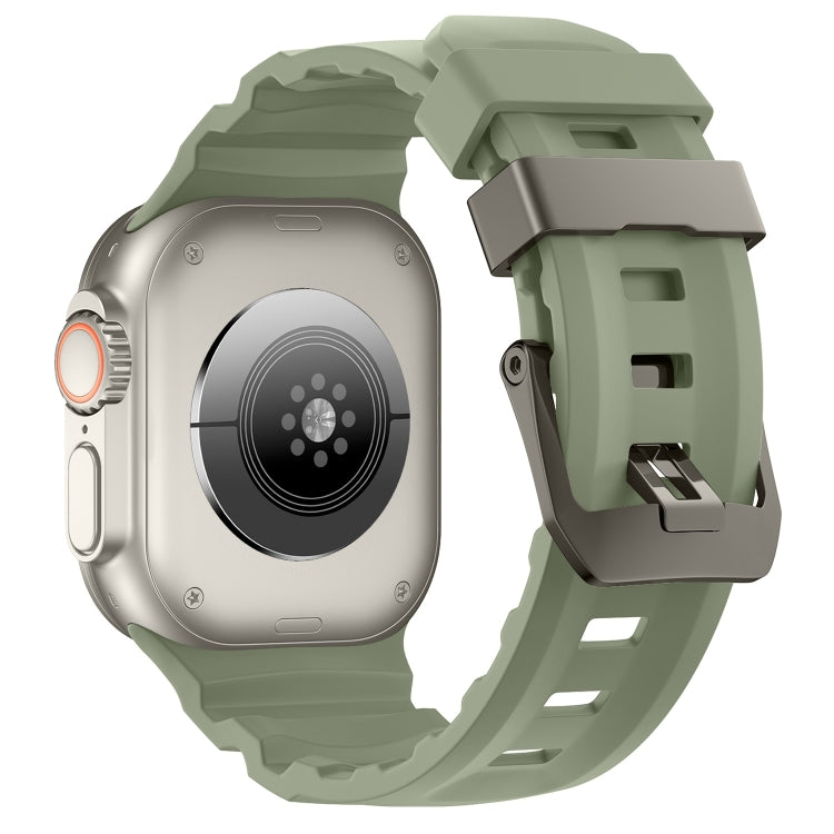 For Apple Watch 46mm / 49mm / 45mm / 44mm Wild Path Grey Buckle Thickened Silicone Watch Band(Milk Green) by bashfashion