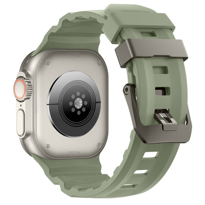 For Apple Watch 46mm / 49mm / 45mm / 44mm Wild Path Grey Buckle Thickened Silicone Watch Band(Milk Green) by bashfashion