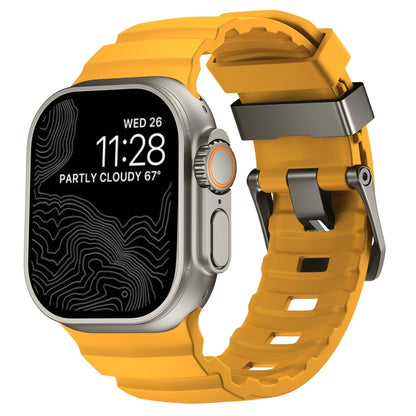 For Apple Watch 46mm / 49mm / 45mm / 44mm Wild Path Grey Buckle Thickened Silicone Watch Band(Daylight Yellow) by bashfashion