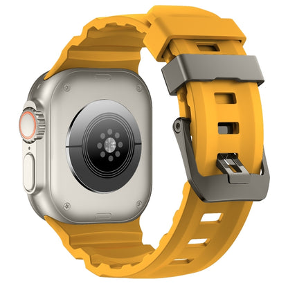 For Apple Watch 46mm / 49mm / 45mm / 44mm Wild Path Grey Buckle Thickened Silicone Watch Band(Daylight Yellow) by bashfashion