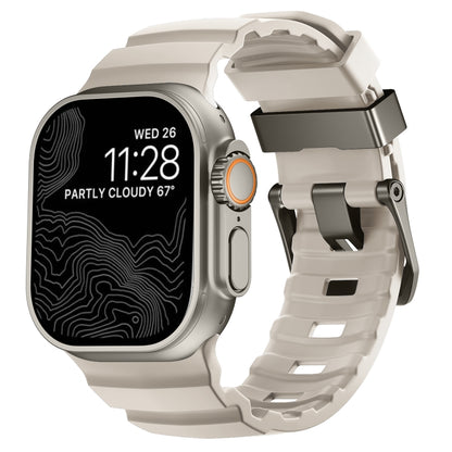 For Apple Watch 46mm / 49mm / 45mm / 44mm Wild Path Grey Buckle Thickened Silicone Watch Band(Starlight) by bashfashion