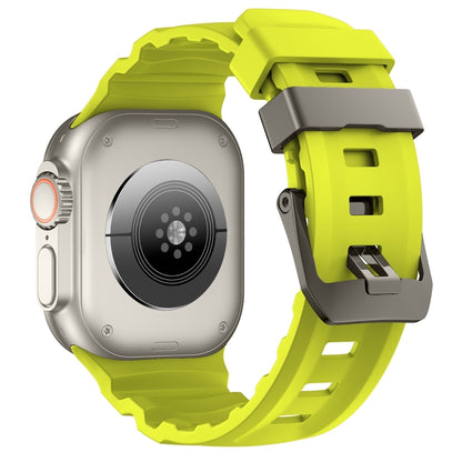 For Apple Watch 46mm / 49mm / 45mm / 44mm Wild Path Grey Buckle Thickened Silicone Watch Band(Fluorescent Green) by bashfashion