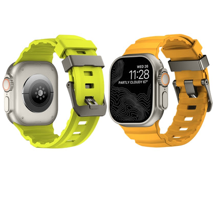 For Apple Watch 46mm / 49mm / 45mm / 44mm Wild Path Grey Buckle Thickened Silicone Watch Band(Army Green) by bashfashion