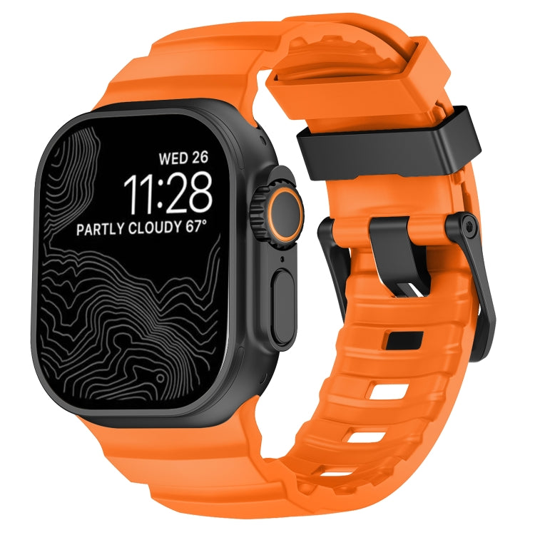 For Apple Watch 46mm / 49mm / 45mm / 44mm Wild Path Black Buckle Thickened Silicone Watch Band(Orange) by bashfashion
