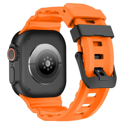 For Apple Watch 46mm / 49mm / 45mm / 44mm Wild Path Black Buckle Thickened Silicone Watch Band(Orange) by bashfashion