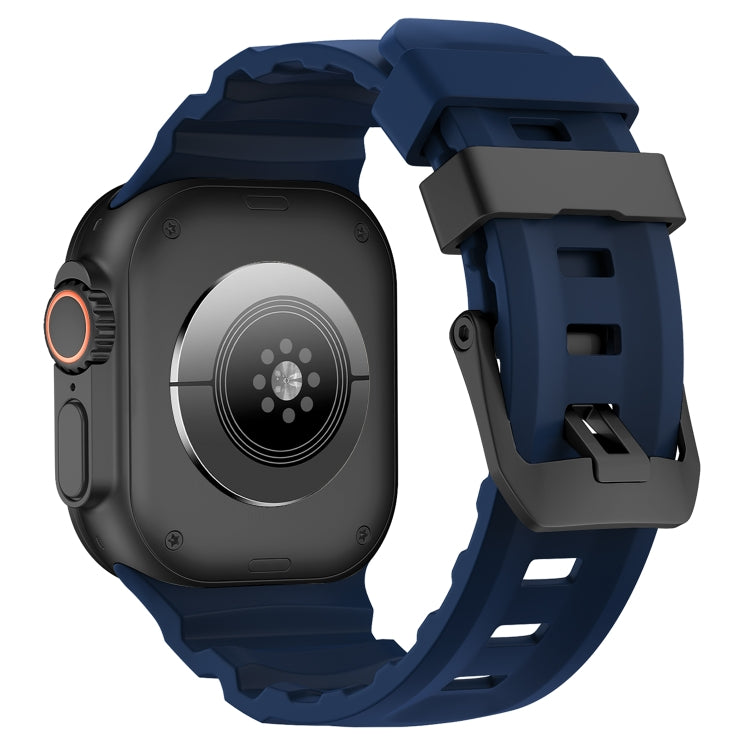 For Apple Watch 46mm / 49mm / 45mm / 44mm Wild Path Black Buckle Thickened Silicone Watch Band(Atlantic Blue) by bashfashion