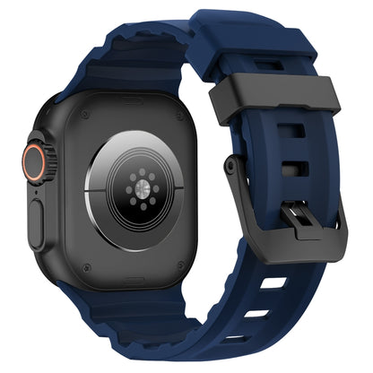 For Apple Watch 46mm / 49mm / 45mm / 44mm Wild Path Black Buckle Thickened Silicone Watch Band(Atlantic Blue) by bashfashion
