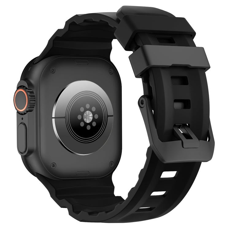 For Apple Watch 46mm / 49mm / 45mm / 44mm Wild Path Black Buckle Thickened Silicone Watch Band(Black) by bashfashion