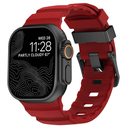 For Apple Watch 46mm / 49mm / 45mm / 44mm Wild Path Black Buckle Thickened Silicone Watch Band(Red) by bashfashion