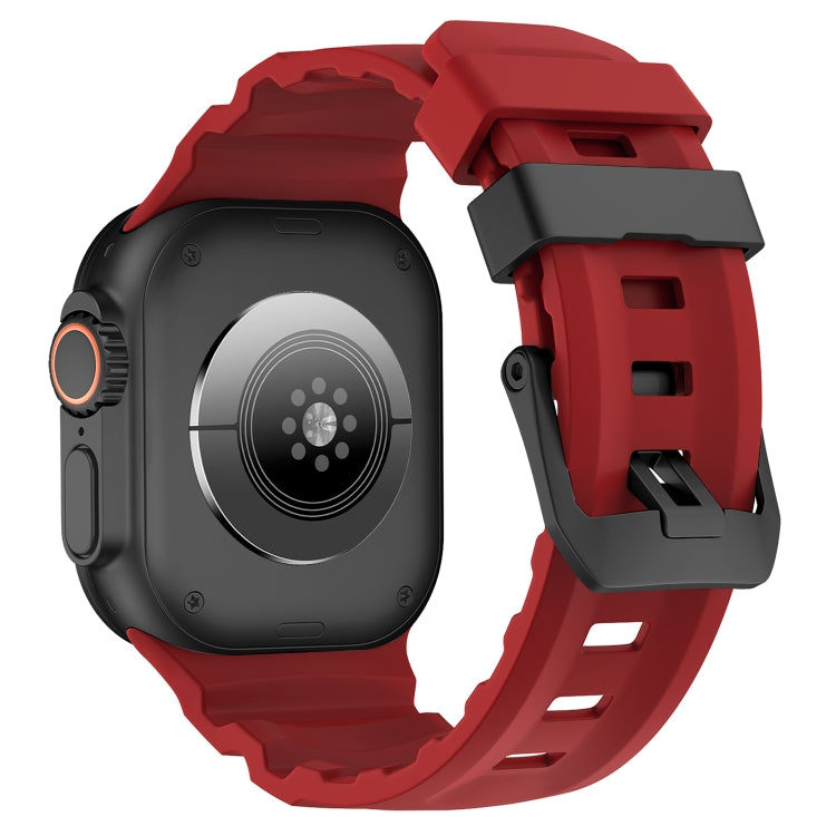 For Apple Watch 46mm / 49mm / 45mm / 44mm Wild Path Black Buckle Thickened Silicone Watch Band(Red) by bashfashion