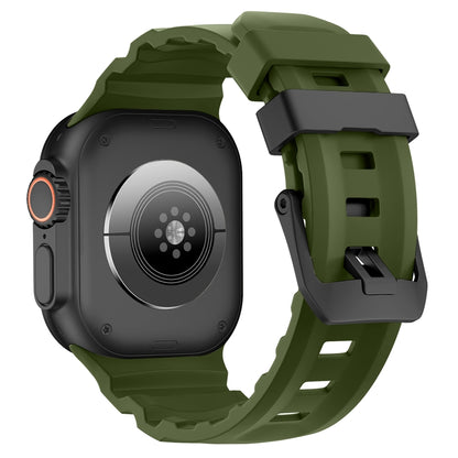 For Apple Watch 46mm / 49mm / 45mm / 44mm Wild Path Black Buckle Thickened Silicone Watch Band(Army Green) by bashfashion