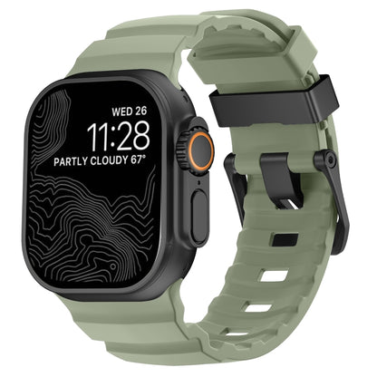 For Apple Watch 46mm / 49mm / 45mm / 44mm Wild Path Black Buckle Thickened Silicone Watch Band(Milk Green) by bashfashion